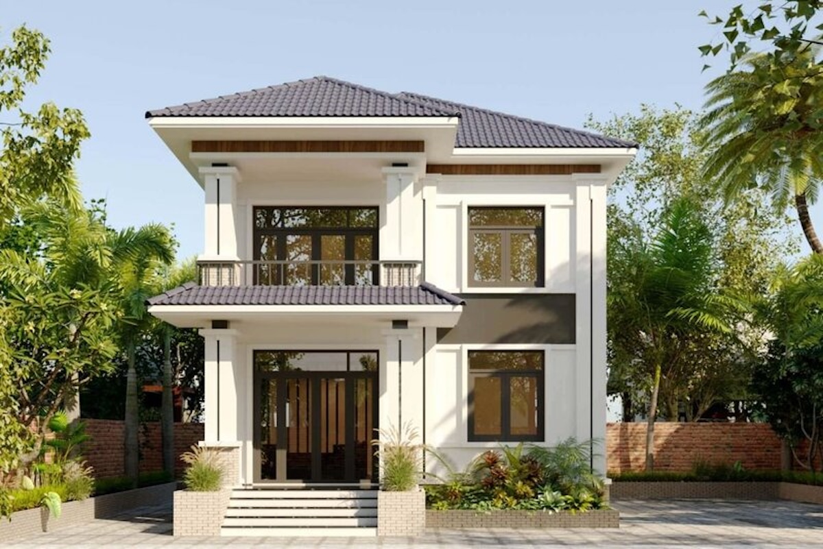 Biệt thự 2 tầng mái Nhật hiện đại 150m2 phù hợp với gia đình trẻ, mang đến giải pháp tối ưu thẩm mỹ và công năng (Ảnh: Sưu tầm)