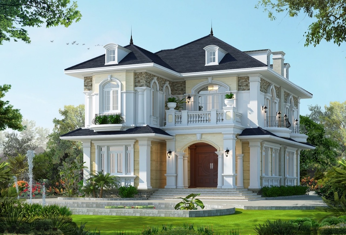 Biệt thự 2 tầng 150m2 mái Nhật phong cách tân cổ điển sở hữu kết cấu nhà 2 tầng vững chắc (Ảnh: Sưu tầm)