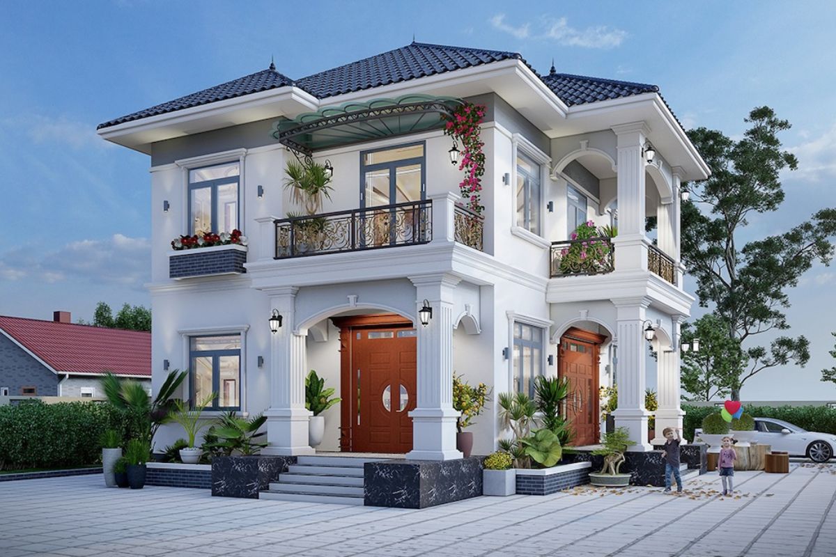 Biệt thự 2 tầng mái Nhật 4 phòng ngủ bố trí 1 phòng ngủ ở tầng trệt, đáp ứng không gian sinh hoạt gia đình nhiều thế hệ (Ảnh: Sưu tầm)