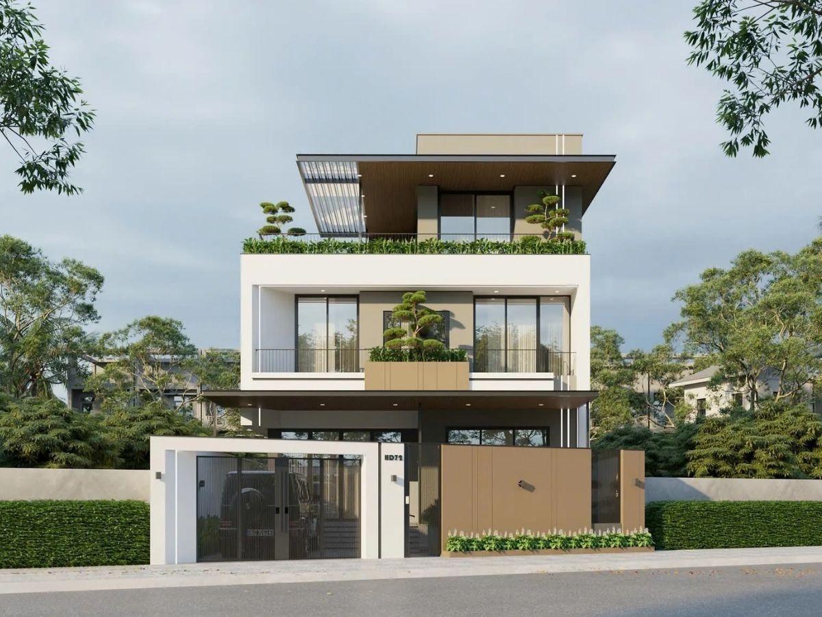 Biệt thự 3 tầng hiện đại là sự lựa chọn tối ưu cho những lô đất bị khống chế mật độ xây dựng (Ảnh: Sưu tầm)