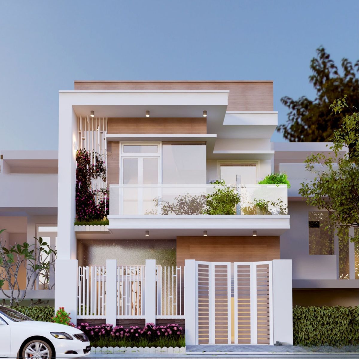 15+ Mẫu Biệt Thự Mini 2 Tầng 80m2 Đẹp Đẳng Cấp, Có Bản Vẽ & Dự Toán Chi Phí 2026 4 Biệt thự mini 2 tầng mái bằng phong cách kiến trúc hiện đại - tinh gọn, sử dụng kết cấu bê tông cốt thép chắc chắn (Ảnh: Sưu tầm)