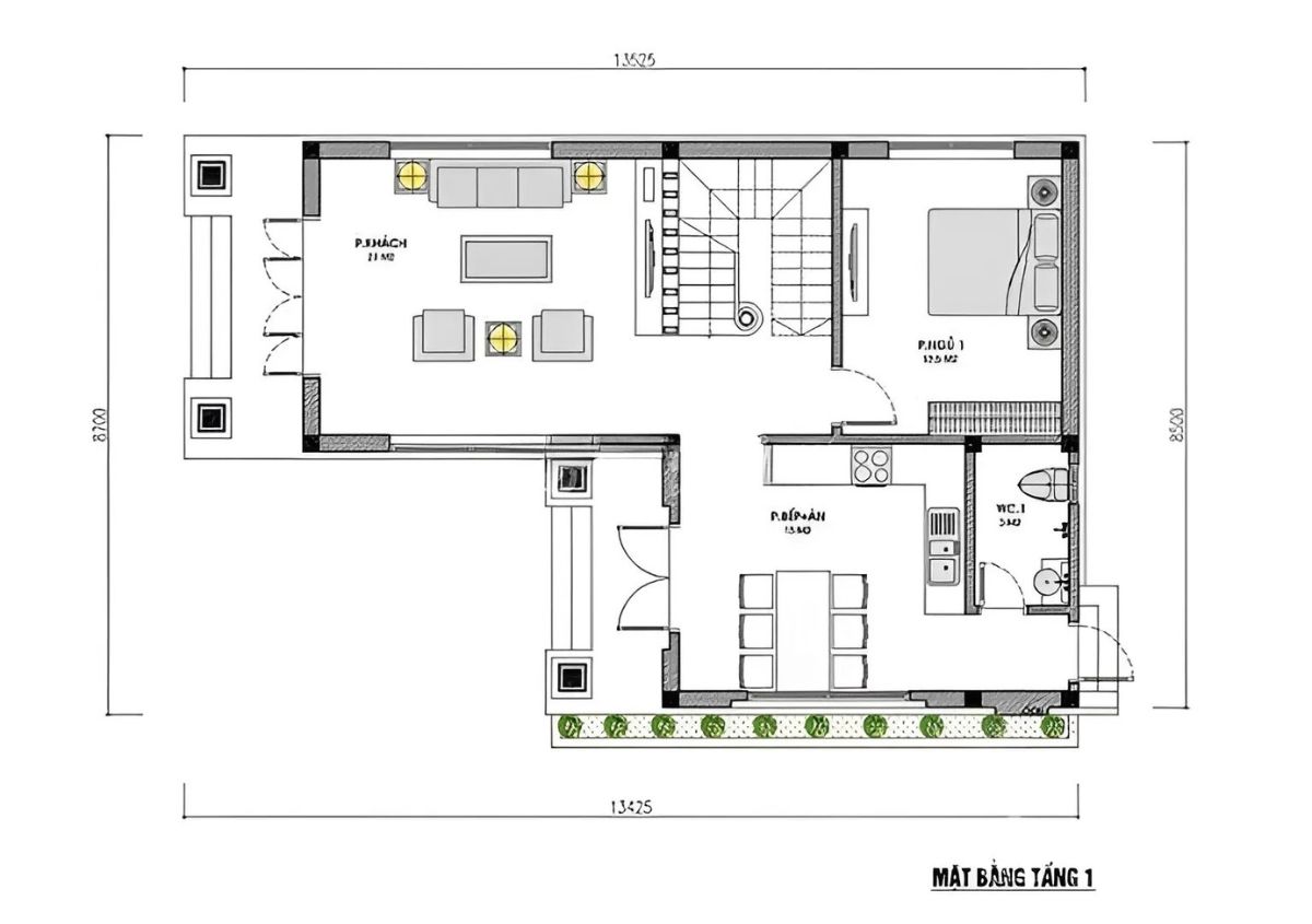 15+ Mẫu Biệt Thự Mini 2 Tầng 80m2 Đẹp Đẳng Cấp, Có Bản Vẽ & Dự Toán Chi Phí 2026 9 Mẫu biệt thự mini 2 tầng 80m2 bố trí phòng ngủ ở tầng trệt cho người lớn tuổi (Ảnh: Sưu tầm)