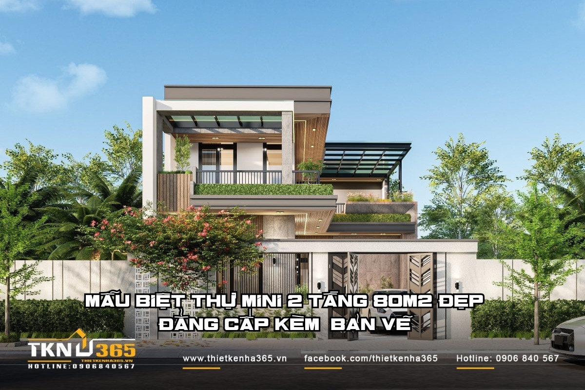 mẫu biệt thự mini 2 tầng 80m2 do công ty Thiết Kế Nhà 365 thiết kế