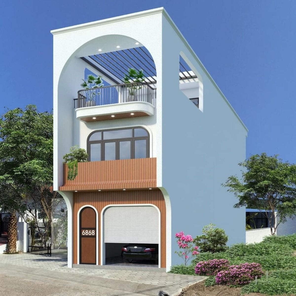 Mẫu nhà 1 trệt 1 lầu 1 tum 4x16m mở rộng không gian sử dụng (Ảnh: Sưu tầm)