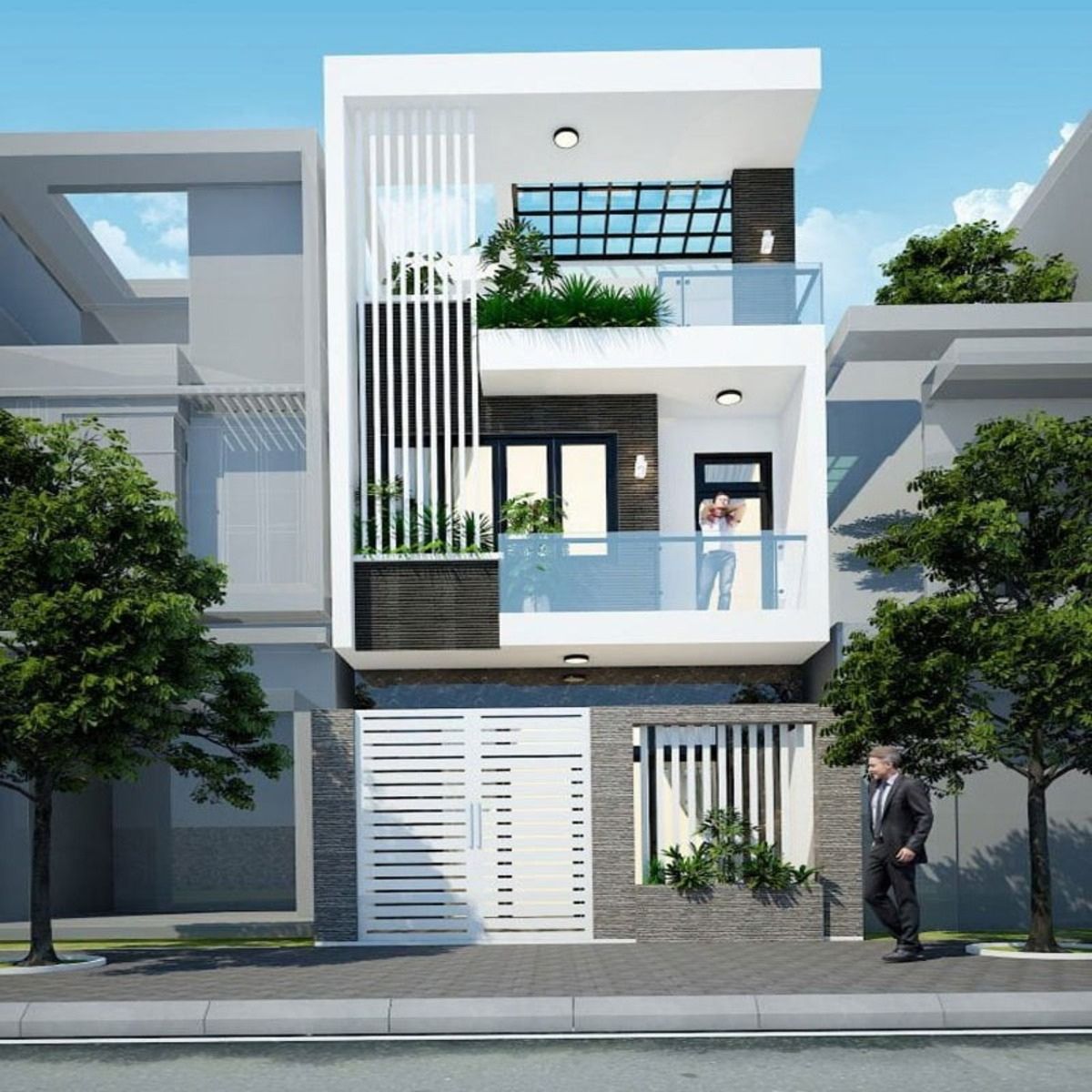 Tum che thang nhà 1 trệt 1 lầu 4x16m thiết kế đơn giản, tuân thủ quy định xây dựng hiện hành (Ảnh: Sưu tầm)