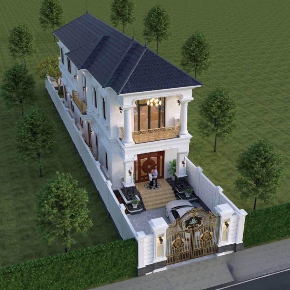 Mẫu nhà 1 trệt 1 lầu 4x16 mái Nhật được thiết kế theo phong cách tân cổ điển nhẹ nhàng, trang nhã (Ảnh: Sưu tầm)