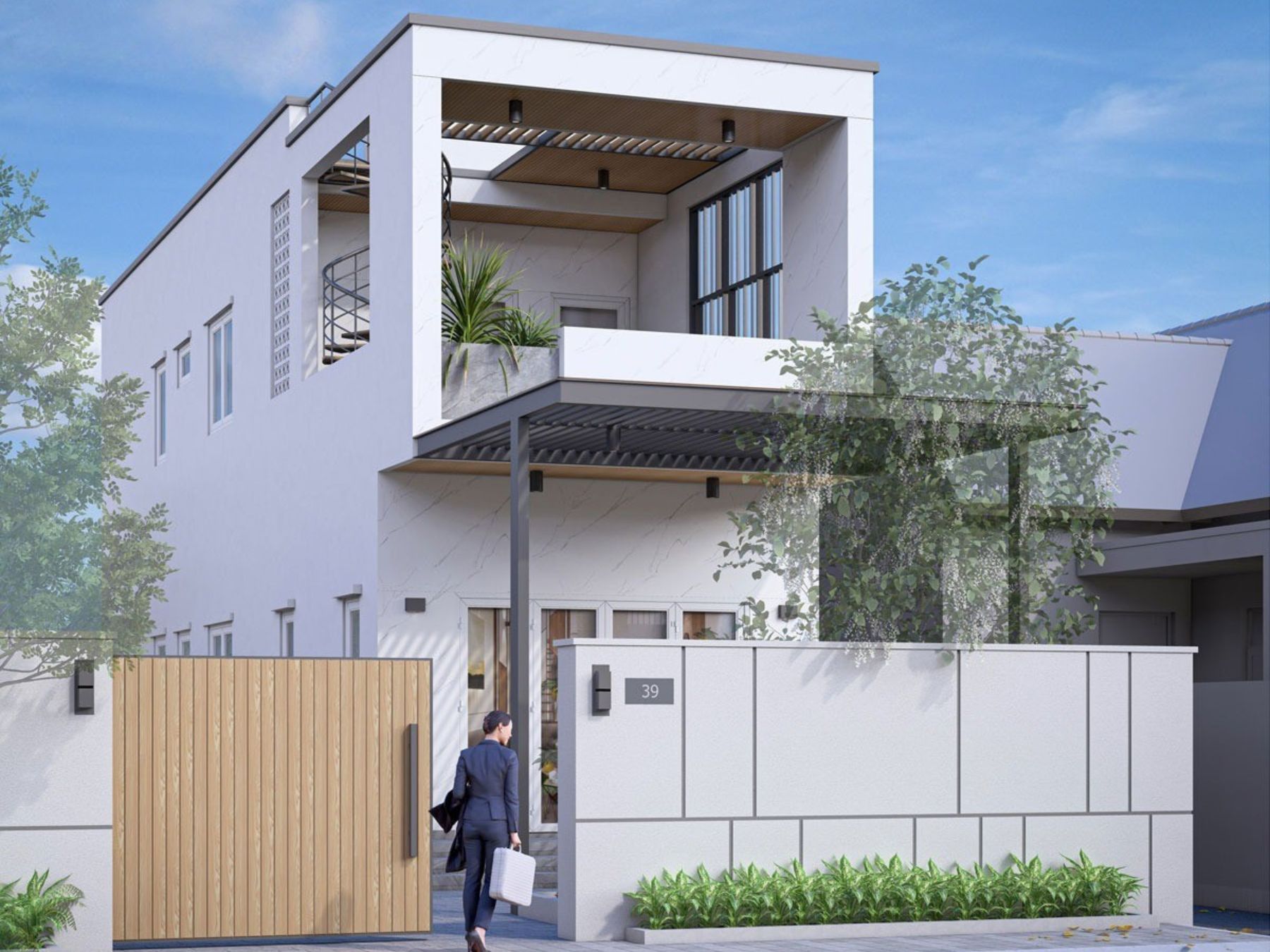 Mẫu nhà 1 trệt 1 lầu 4x16 2 phòng ngủ thiết kế lệch tầng, giảm cảm giác bí bách và ngột ngạt (Ảnh: Sưu tầm)