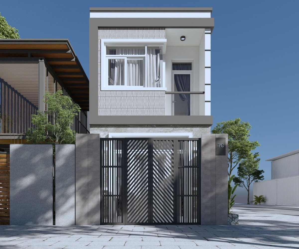 Nhà 1 trệt 1 lầu 5x16 mái bằng sở hữu hình khối vuông vức, giúp gia chủ tối ưu công năng và chi phí xây dựng (Ảnh: Sưu tầm)