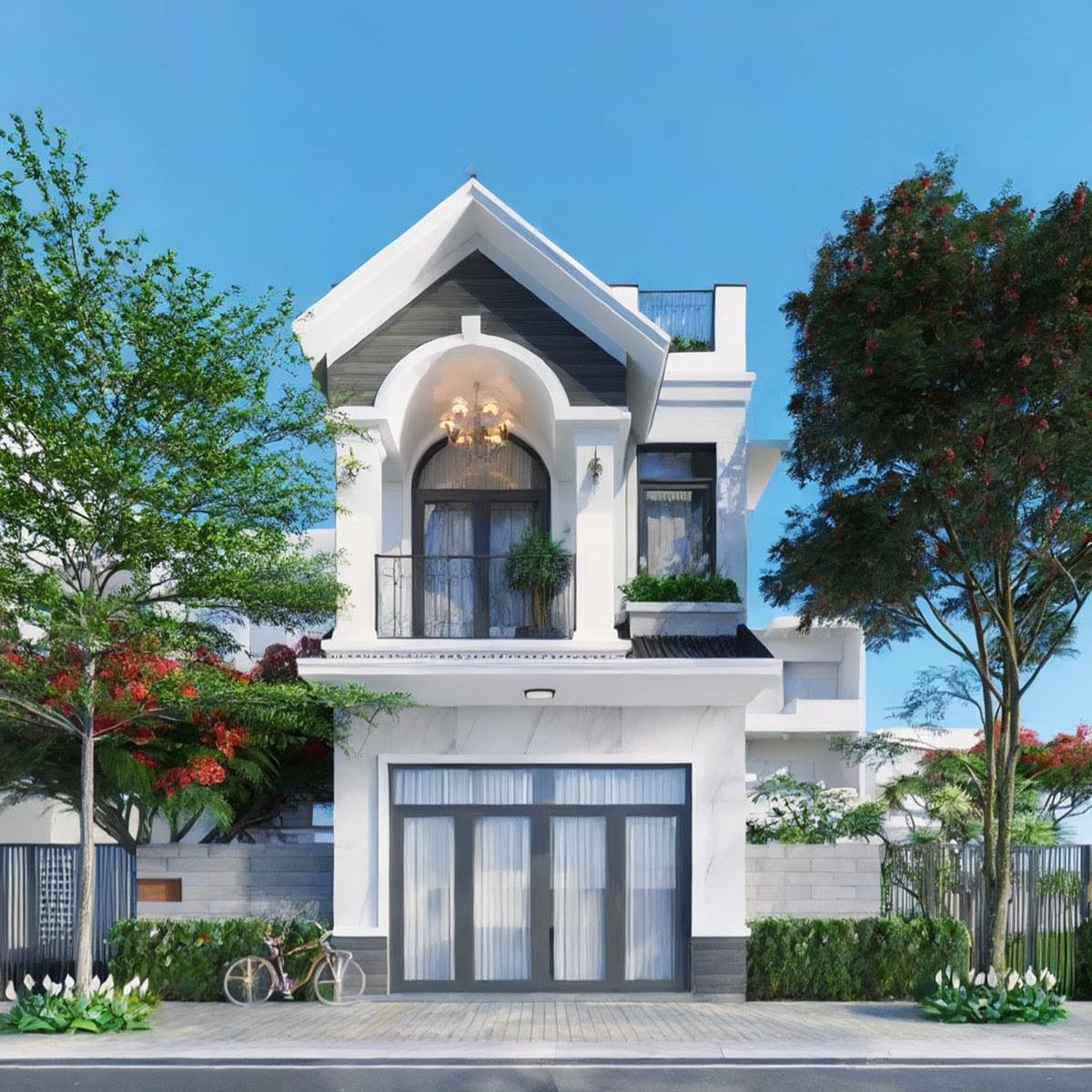 Mẫu thiết kế nhà 1 trệt 1 lầu 4x15 mái Thái được nhiều gia đình ở thành phố lựa chọn (Ảnh: Sưu tầm)