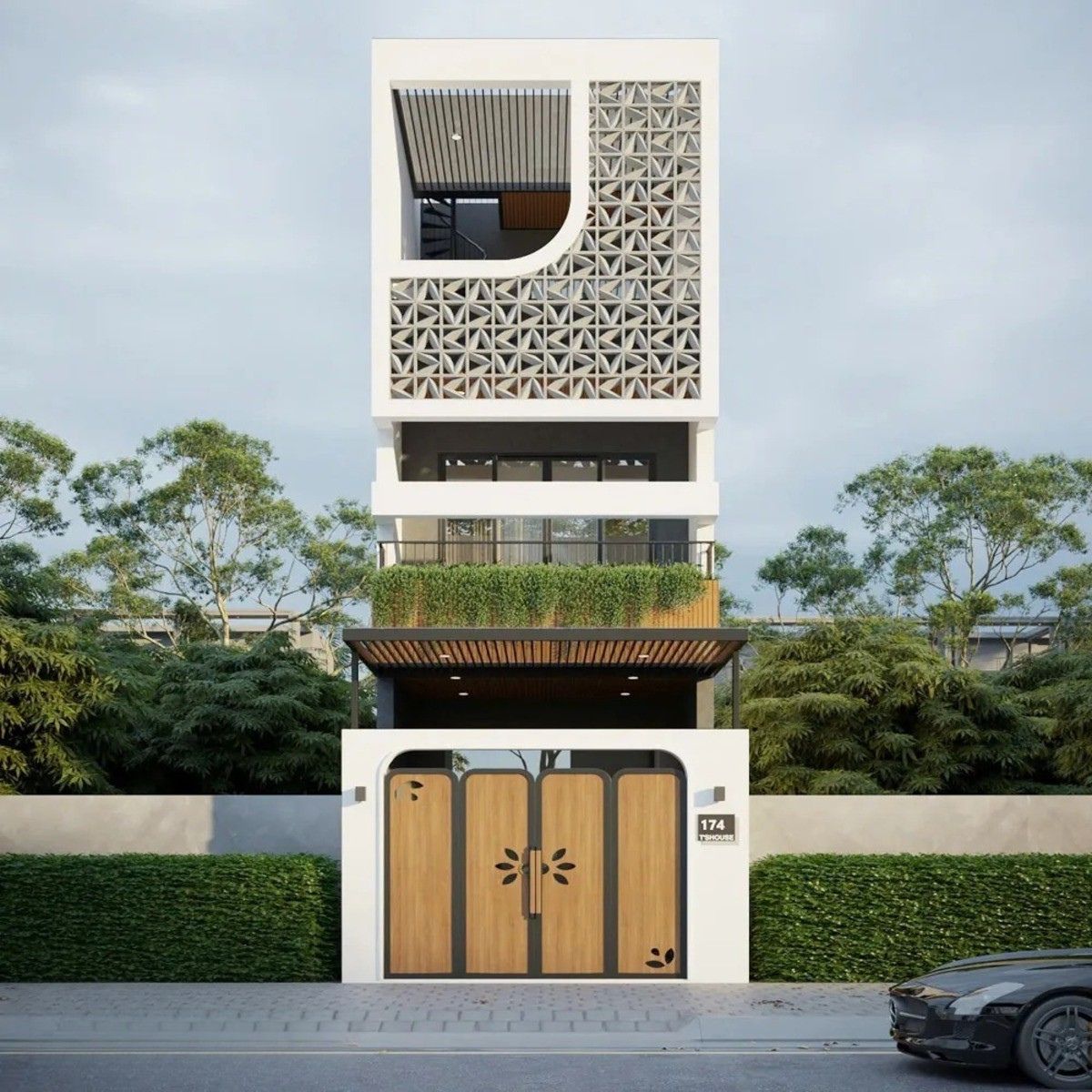 Khi thiết kế giếng trời trong nhà 1 trệt 2 lầu 4x16m, cần tính toán kỹ các phương án chống thấm, chống dột, che mưa và thoát nước (Ảnh: Sưu tầm)