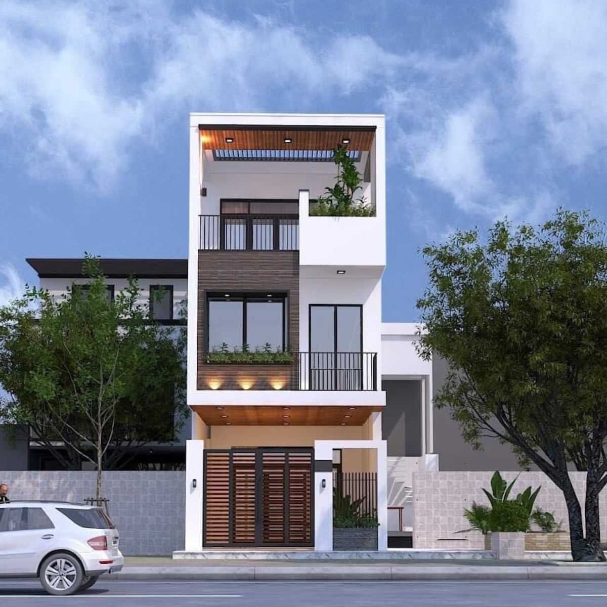 Mẫu nhà ống 1 trệt 2 lầu 4x16 đẹp theo phong cách hiện đại (Ảnh: Sưu tầm)