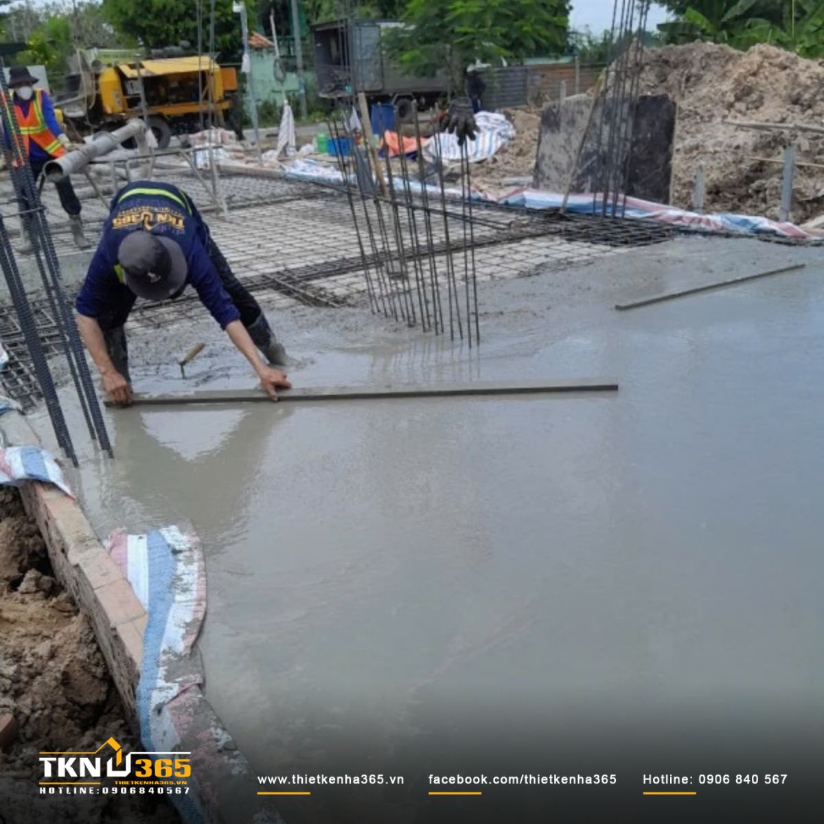 Hình ảnh đổ sàn bê tông tầng trệt
