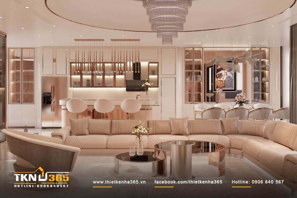 Thiết kế nội thất biệt thự 3 tầng NEO’s Villa sử dụng ngôn ngữ đường cong làm điểm nhấn trung tâm