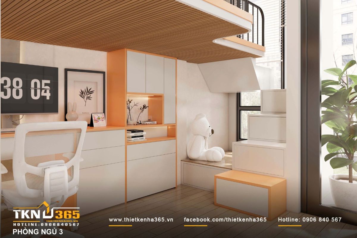 Những chi tiết bo cong làm mềm tổng thể thiết kế nội thất nhà phố 3 tầng