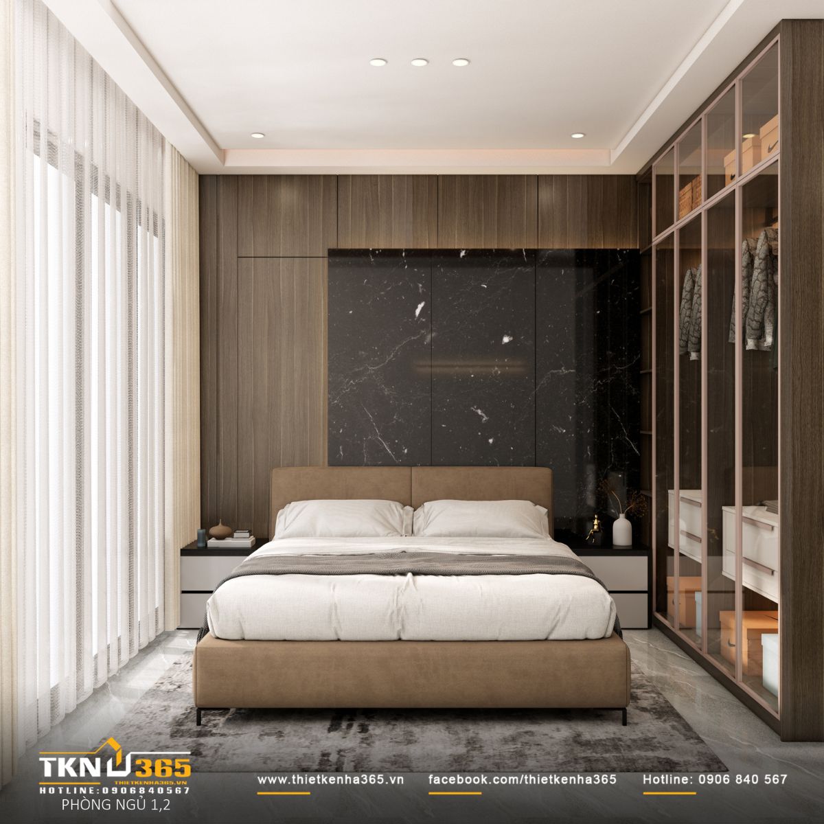 Thiết kế nội thất nhà phố 4 tầng “nhường chỗ” cho ánh sáng, vật liệu và cảm xúc cùng lên tiếng 19 Phòng ngủ phụ sử dụng bảng màu trung tính, dễ thích nghi theo thời gian