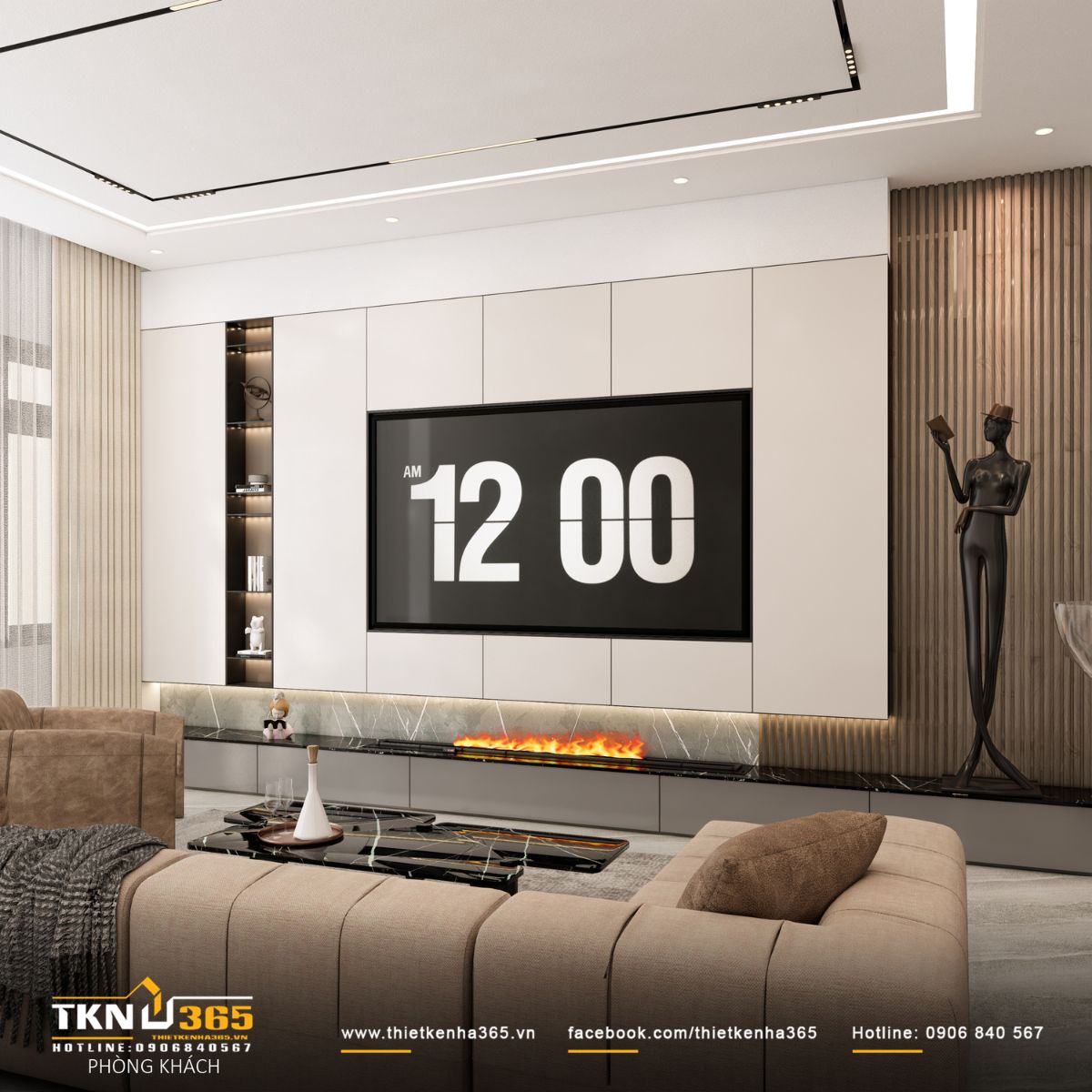 Thiết kế nội thất nhà phố 4 tầng “nhường chỗ” cho ánh sáng, vật liệu và cảm xúc cùng lên tiếng 3 Hệ tủ phẳng kết hợp gỗ và đá xử lý tối giản, tránh cảm giác nặng nề thường gặp ở nhà phố nhiều tầng