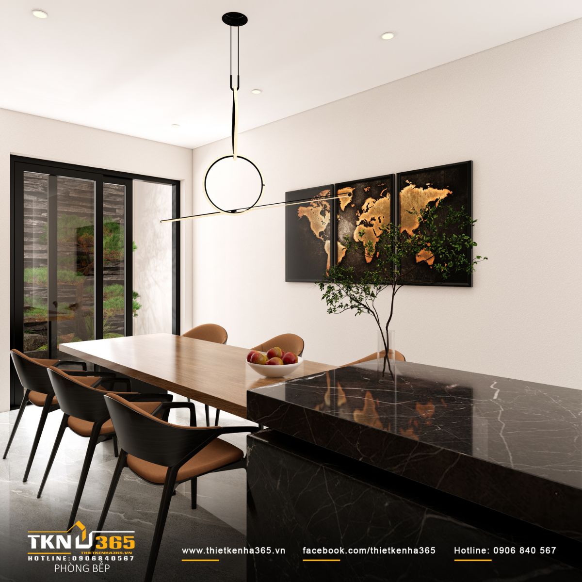 Thiết kế nội thất nhà phố 4 tầng “nhường chỗ” cho ánh sáng, vật liệu và cảm xúc cùng lên tiếng 5 Ánh sáng tự nhiên kết hợp cây xanh giúp khu vực ăn uống trở nên mềm mại và cân bằng cảm xúc