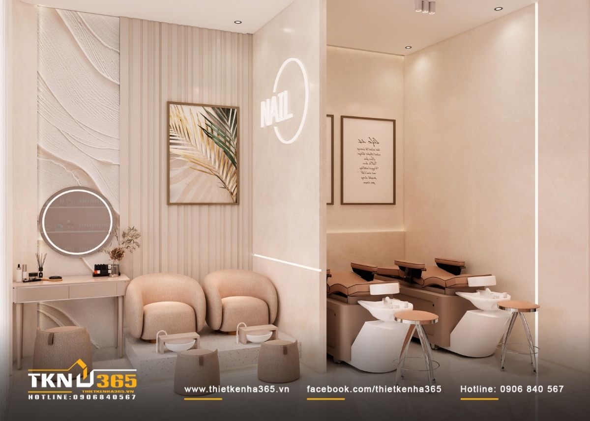Ánh sáng gián tiếp và vật liệu bề mặt mềm mại giúp không gian spa giữ được sắc thái yên tĩnh, dẫn dắt cảm giác thư giãn cho khách hàng