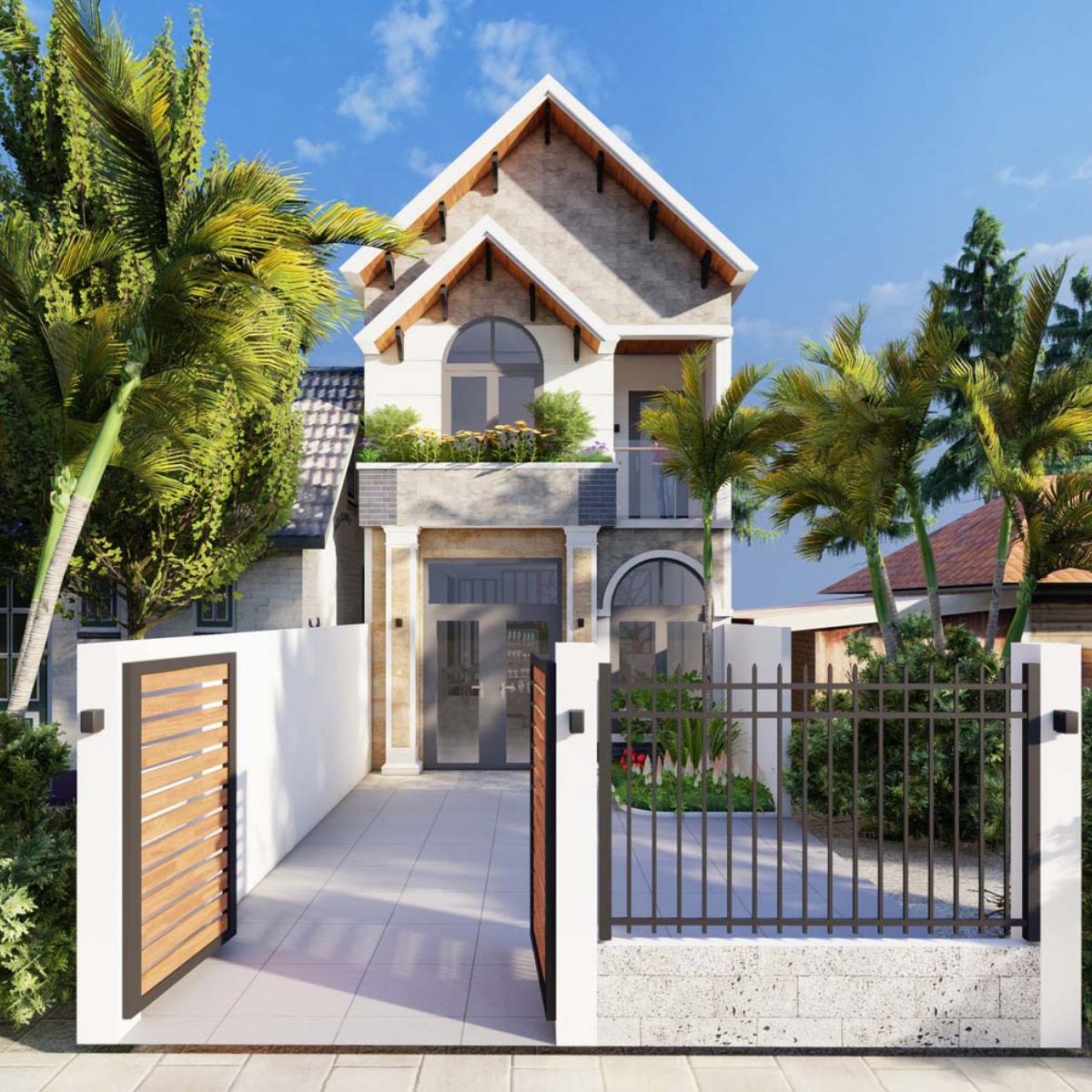 Nhà 1 trệt 1 lầu 5x15 không thực sự phù hợp với những phong cách thiết kế cầu kỳ, nhiều chi tiết trang trí như cổ điển, tân cổ điển (Ảnh: Sưu tầm)