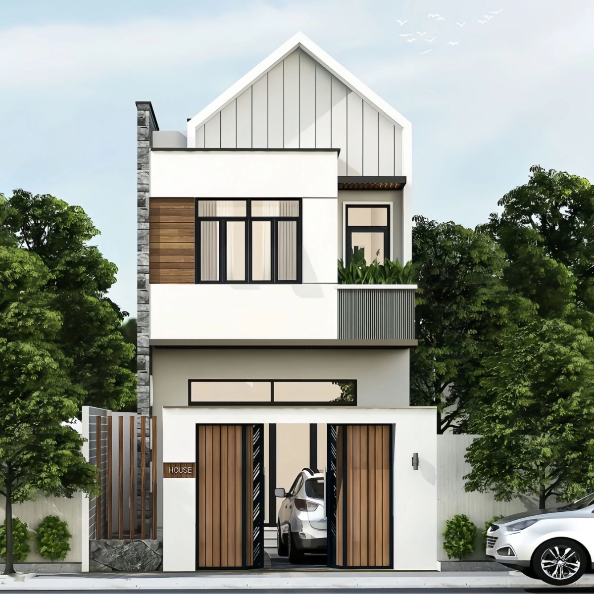 Mẫu nhà 1 trệt 1 lầu 5x15 được nhiều gia đình lựa chọn nhờ kết cấu đơn giản, dễ tối ưu chi phí (Ảnh: Sưu tầm)