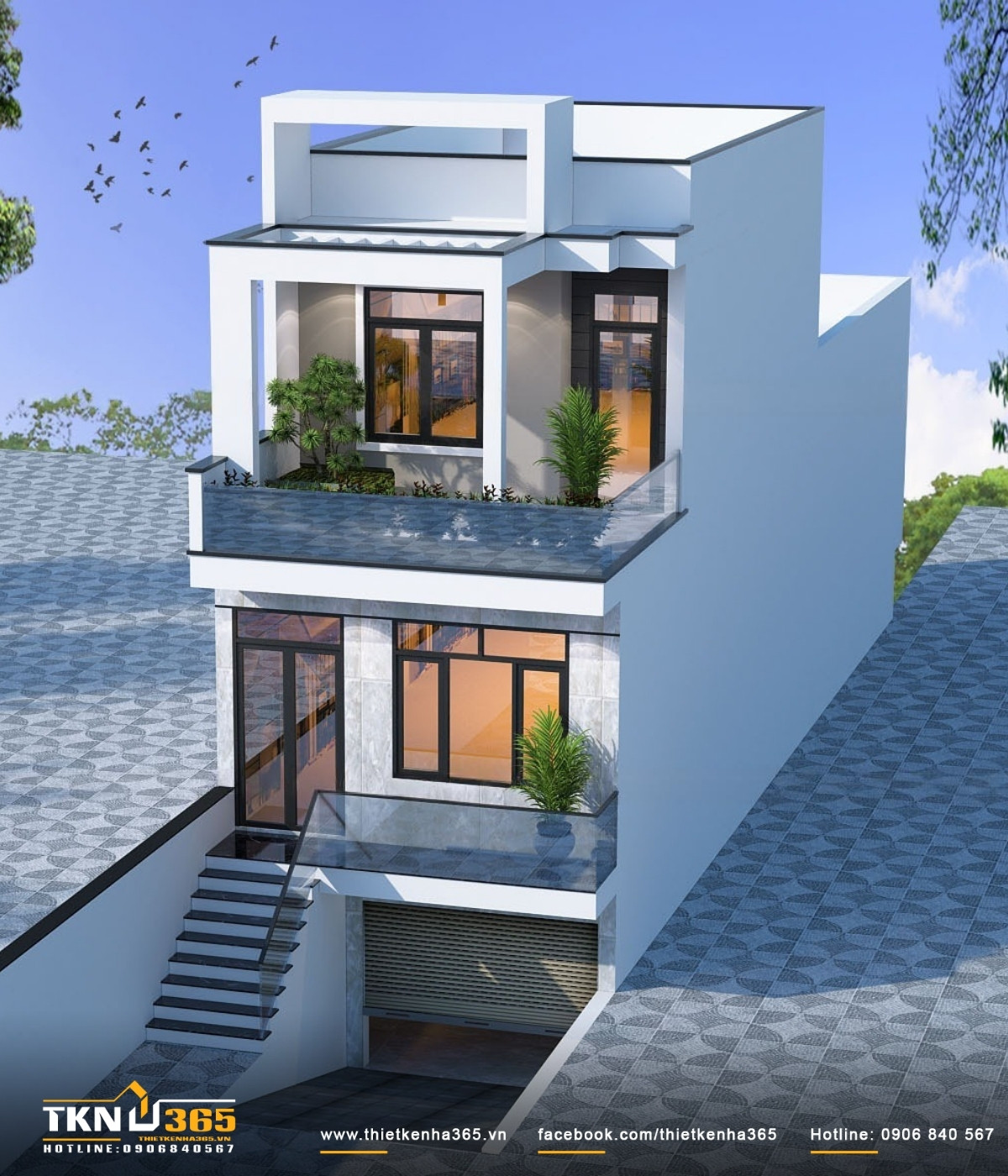 Thiết kế nhà ống 5x16 bán hầm