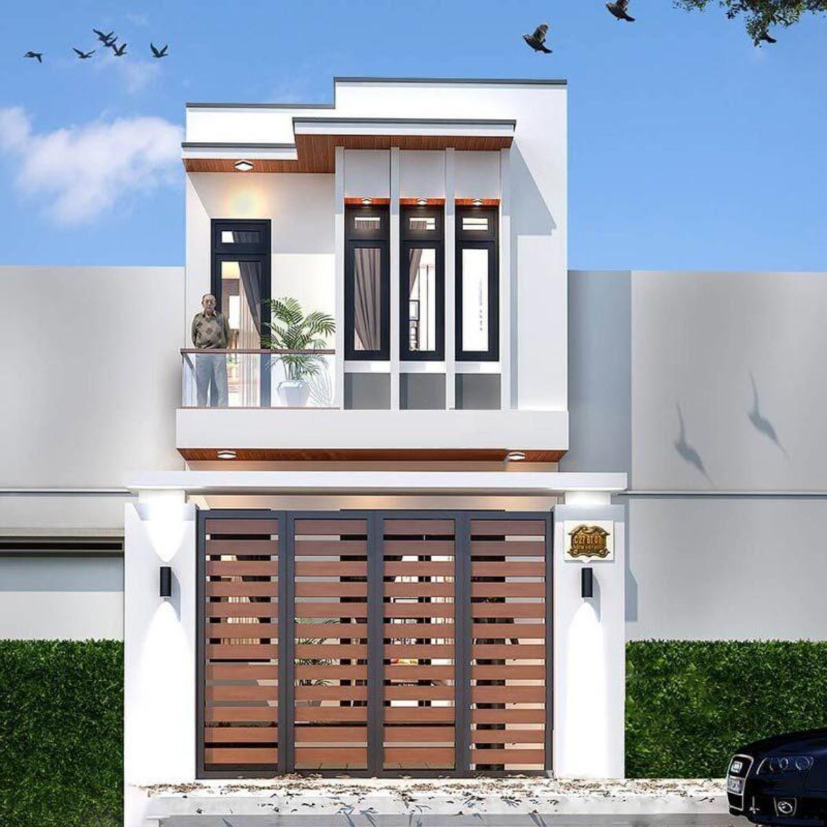 Thiết kế mặt tiền đơn giản là sự lựa chọn tối ưu cho nhà 1 trệt 1 lầu 4x12 (Ảnh: Sưu tầm)