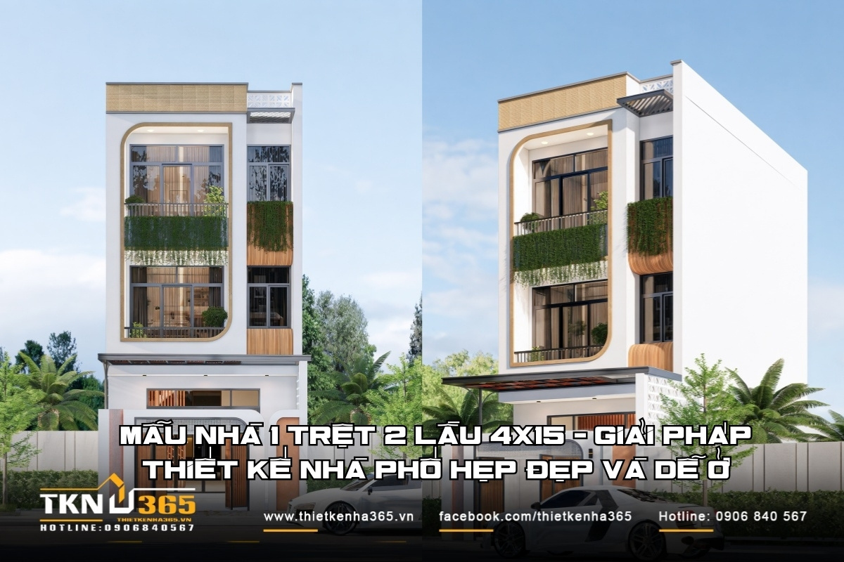 Mẫu nhà 1 trệt 2 lầu 4x15m