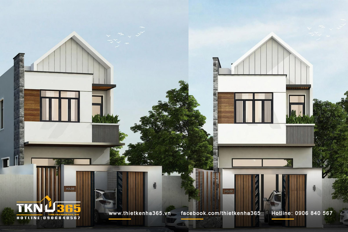 Mẫu nhà 1 trệt 1 lầu 6x20m có gara ô tô rộng thoáng, đáp ứng nhu cầu sử dụng linh hoạt của gia đình