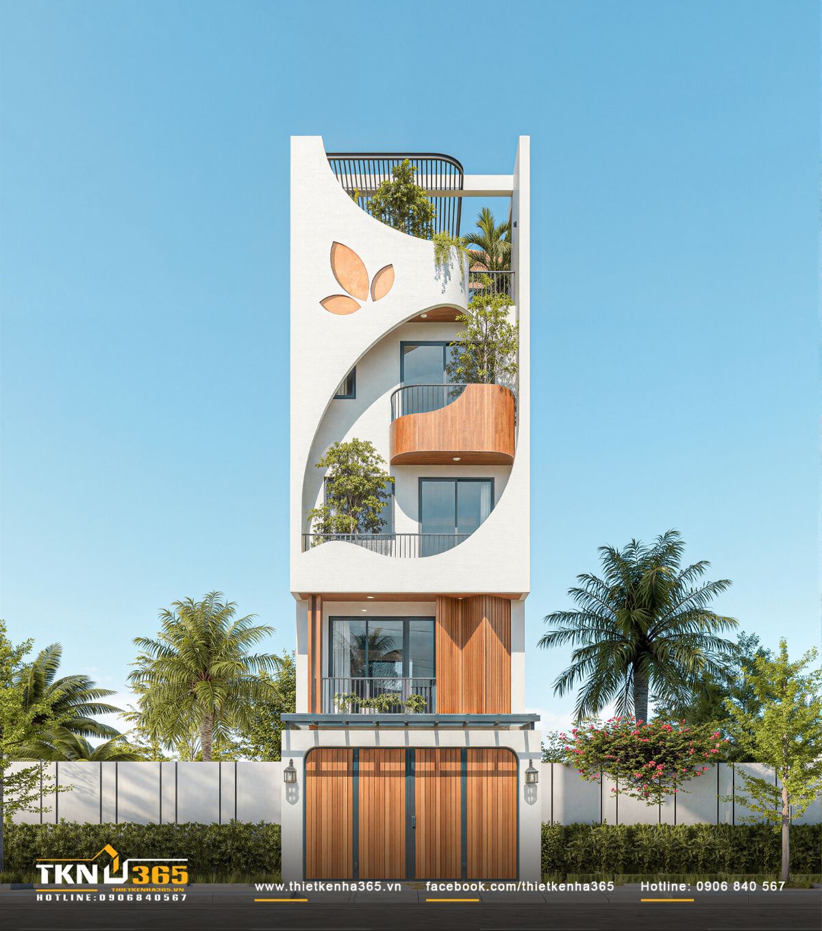 Thiết kế nhà phố 4 tầng tại Kiên Giang “thấu hiểu” nếp sinh hoạt của từng thành viên trong gia đình 1 Thiết kế nhà phố 4 tầng 5x15m tại Kiên Giang nổi bật với mặt tiền cong mềm mại, tạo hình khối nhẹ nhàng và thu hút