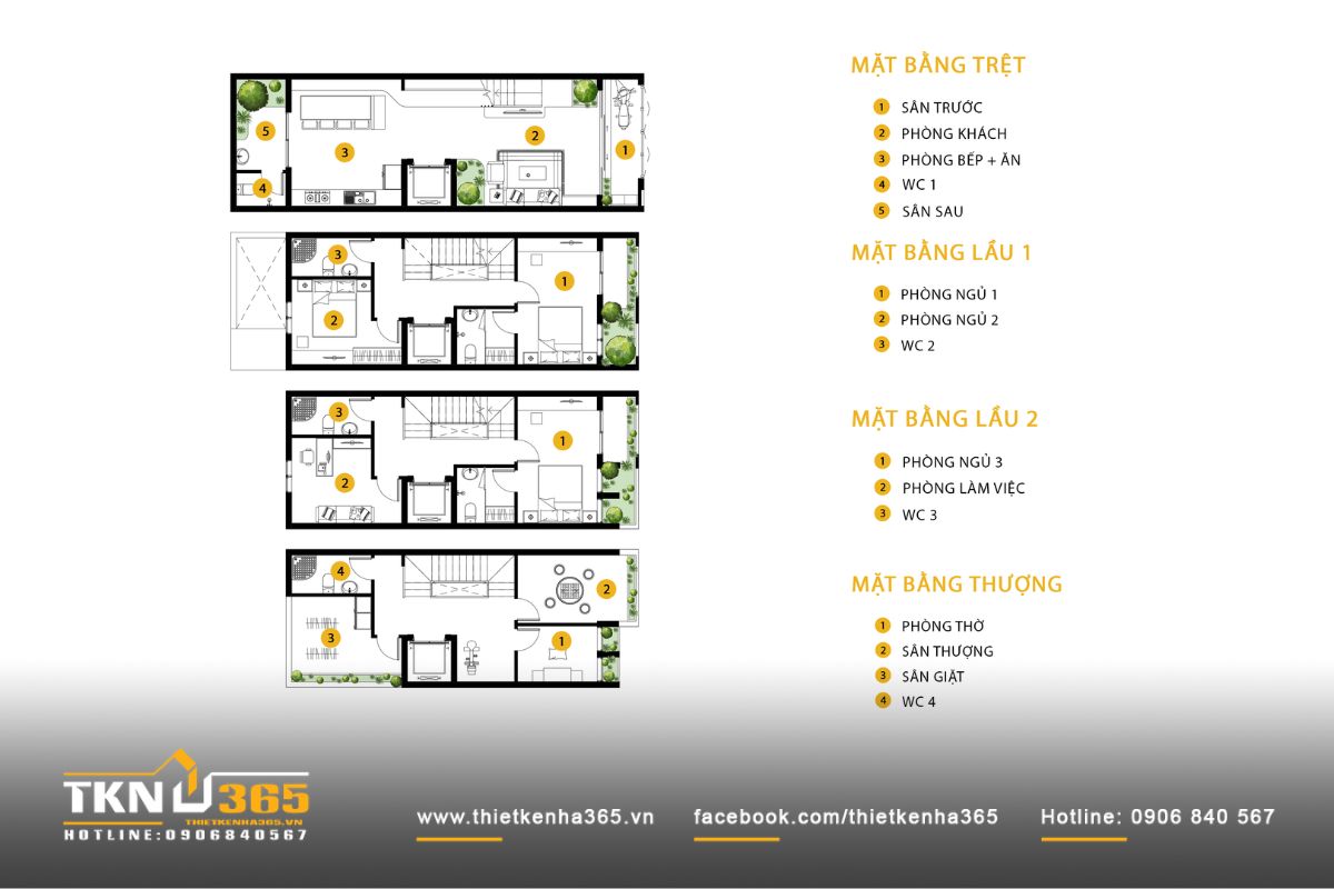 Nhà phố 4 tầng 5x15m và hành trình biến những yêu cầu giản dị thành không gian sống ấm cúng 4 Bố cục nhà phố 4 tầng 5x15m được tổ chức khoa học theo trục dọc, phân chia rõ ràng giữa không gian sinh hoạt chung và riêng, đảm bảo sự liền mạch và thông thoáng