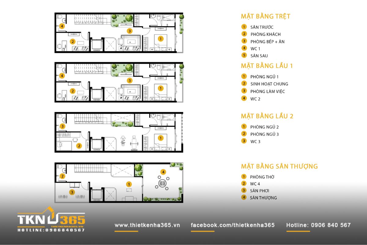 Cách bố trí các khu vực chức năng trong nhà phố 4 tầng rất chú trọng đến tính kết nối giữa các thành viên trong gia đình
