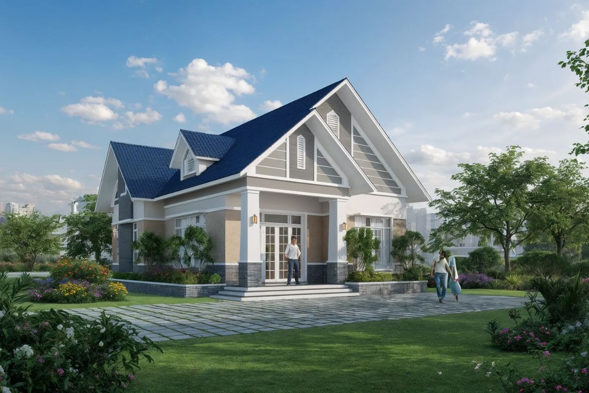 Biệt thự 1 tầng có sân vườn nhỏ duy trì sự kết nối gần gũi giữa con người, kiến trúc và thiên nhiên (Ảnh: Sưu tầm)