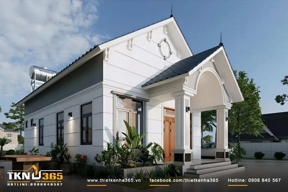 Mẫu biệt thự 1 tầng mái thái 100m2 thiết kế mái dốc, thích nghi tốt với khí hậu tại Việt Nam