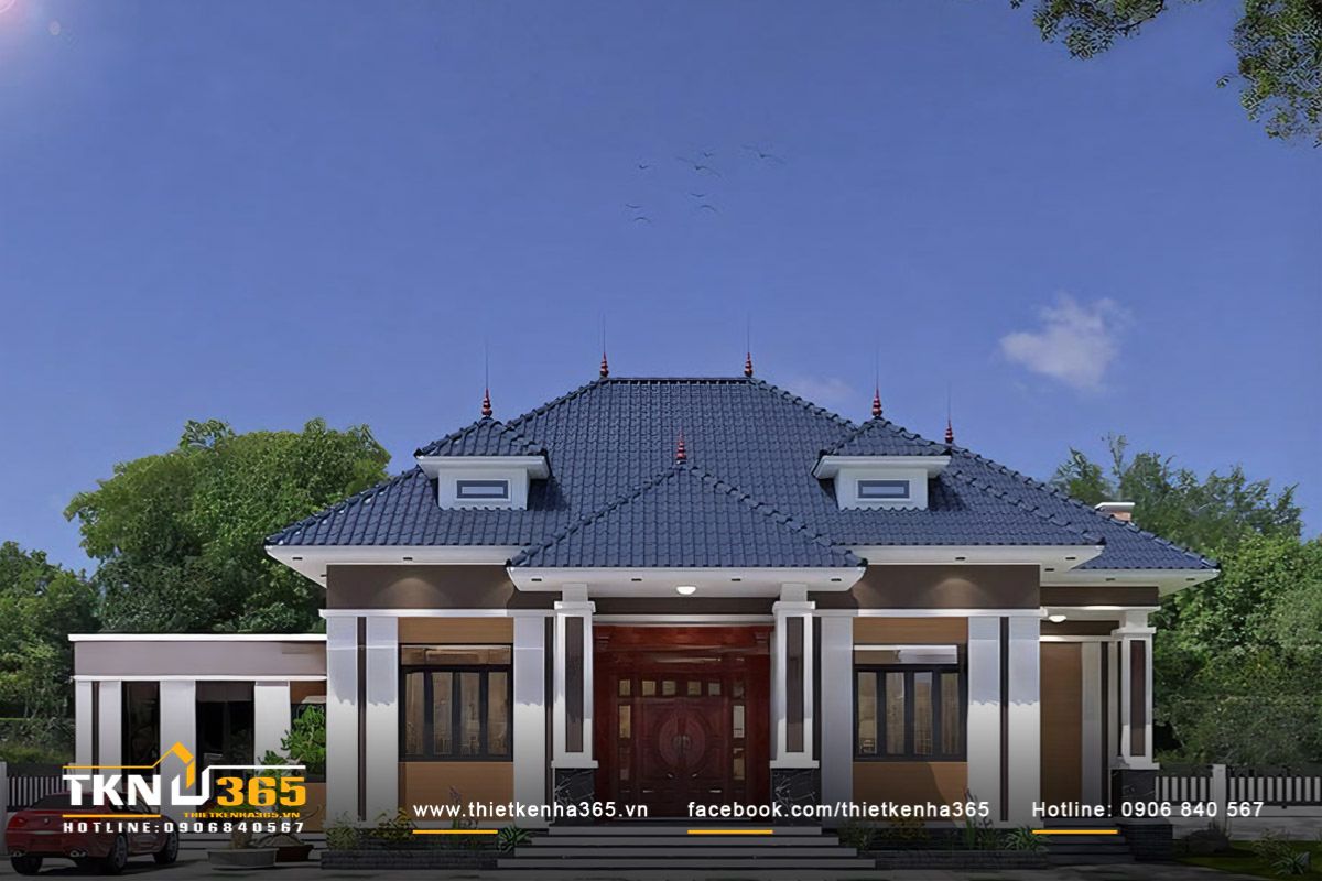 Biệt thự 1 tầng 200m2 có thể bố trí 3 - 4 phòng ngủ, đảm bảo không gian sinh hoạt riêng tư cho gia đình có đông thành viên