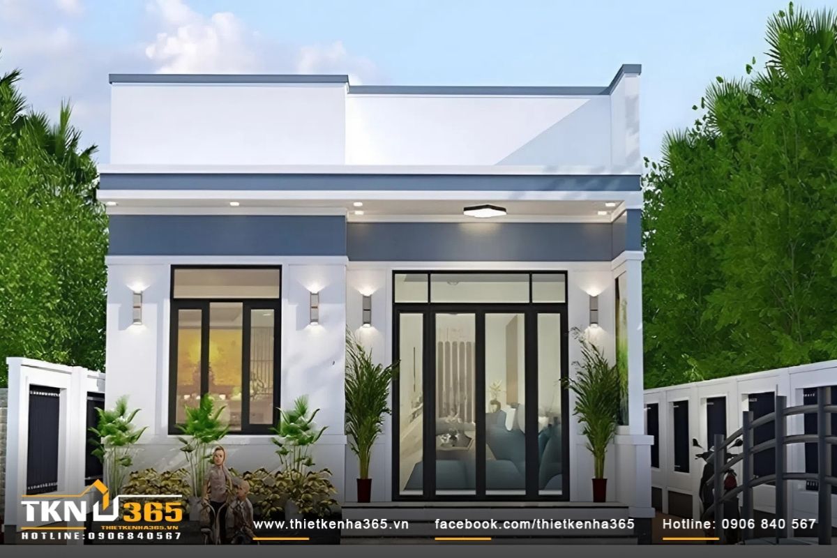 Mẫu nhà cấp 4 hiện đại 6x20m gây ấn tượng với thiết kế gọn gàng, đường nét vuông vức
