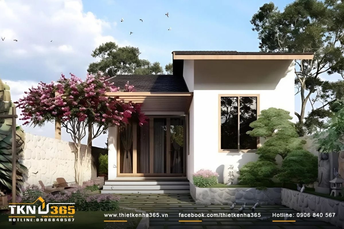 Mẫu nhà 6x20m cấp 4 nông thôn có sân vườn rộng rãi nhờ lợi thế lớn về quỹ đất