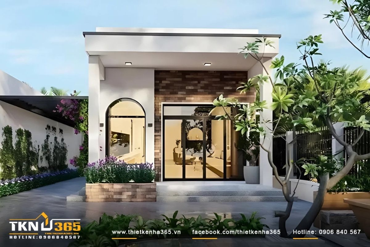 Mẫu nhà cấp 4 6x20m mái bằng giúp tiết kiệm chi phí hiệu quả nhờ thiết kế đơn giản, hạn chế chi tiết phức tạp