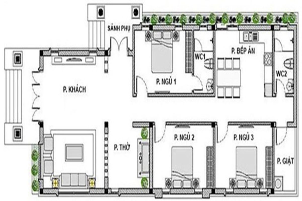 Nhà 6x12m 1 tầng 3 phòng ngủ là thiết kế nhà tiết kiệm diện tích nhưng khó tối ưu trải nghiệm sống, không thoải mái khi sử dụng lâu dài (Ảnh: Sưu tầm)