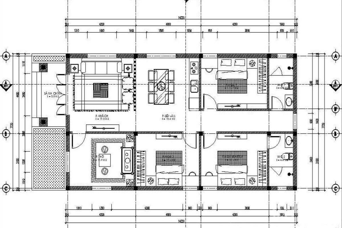 Thiết kế nhà cấp 4 100m2 3 phòng ngủ là phương án được nhiều gia đình lựa chọn (Ảnh: Sưu tầm)