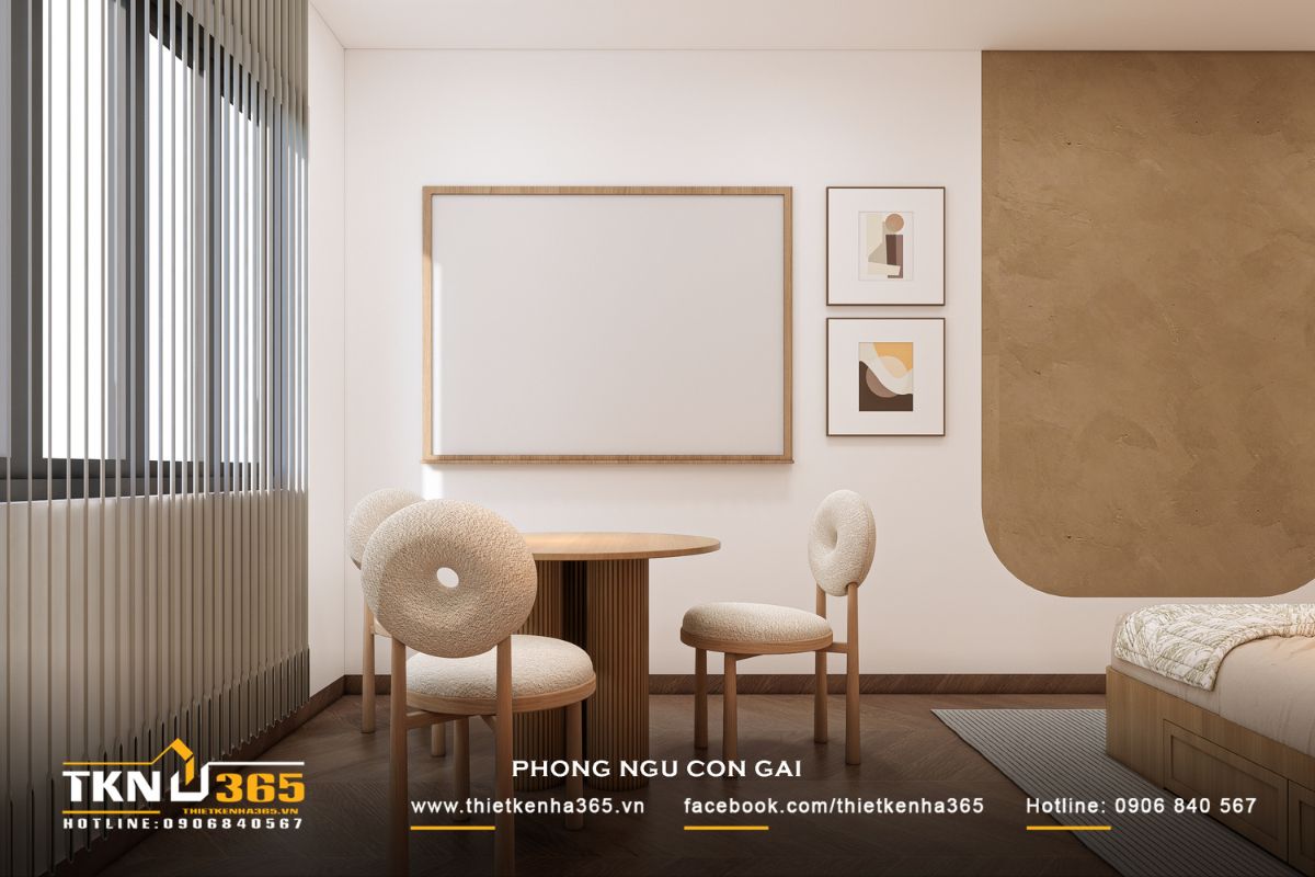 T’S House - Thiết kế nhà phố 3 tầng hiện đại, mạch lạc trong hình khối, ấm áp trong trải nghiệm 34 Góc bàn nhỏ cạnh cửa sổ tận dụng ánh sáng tự nhiên, trở thành nơi thư giãn hoặc đọc sách lý tưởng