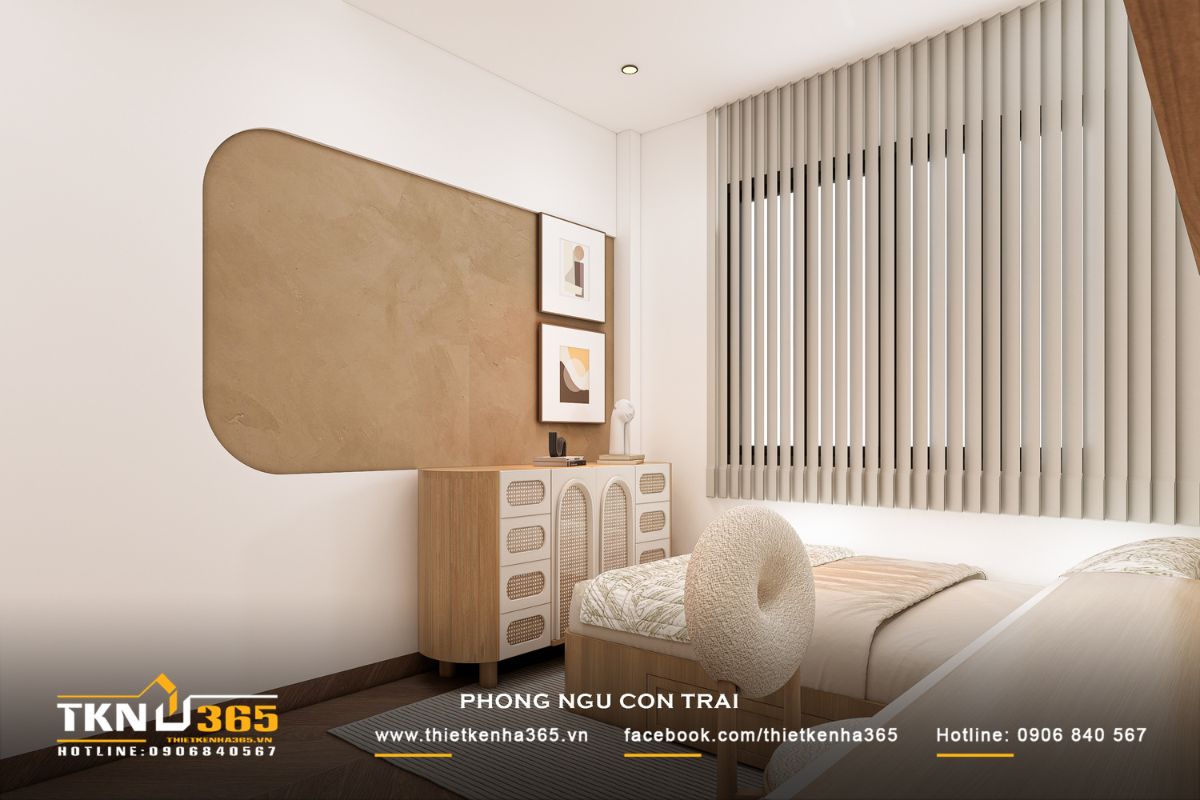 T’S House - Thiết kế nhà phố 3 tầng hiện đại, mạch lạc trong hình khối, ấm áp trong trải nghiệm 37 Tủ trang trí bo góc kết hợp cùng chi tiết nội thất tròn trịa, góp phần định hình tổng thể không gian theo ngôn ngữ thiết kế mềm mại, an toàn và phù hợp với trẻ nhỏ