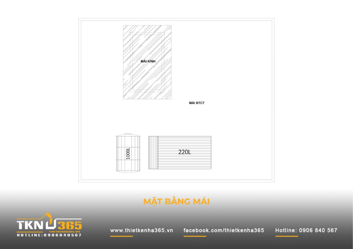 T’S House - Thiết kế nhà phố 3 tầng hiện đại, mạch lạc trong hình khối, ấm áp trong trải nghiệm 8 Mặt bằng mái được thiết kế gọn gàng với hệ thống kỹ thuật và mái kính lấy sáng, góp phần hỗ trợ thông gió và điều tiết ánh sáng cho không gian bên dưới