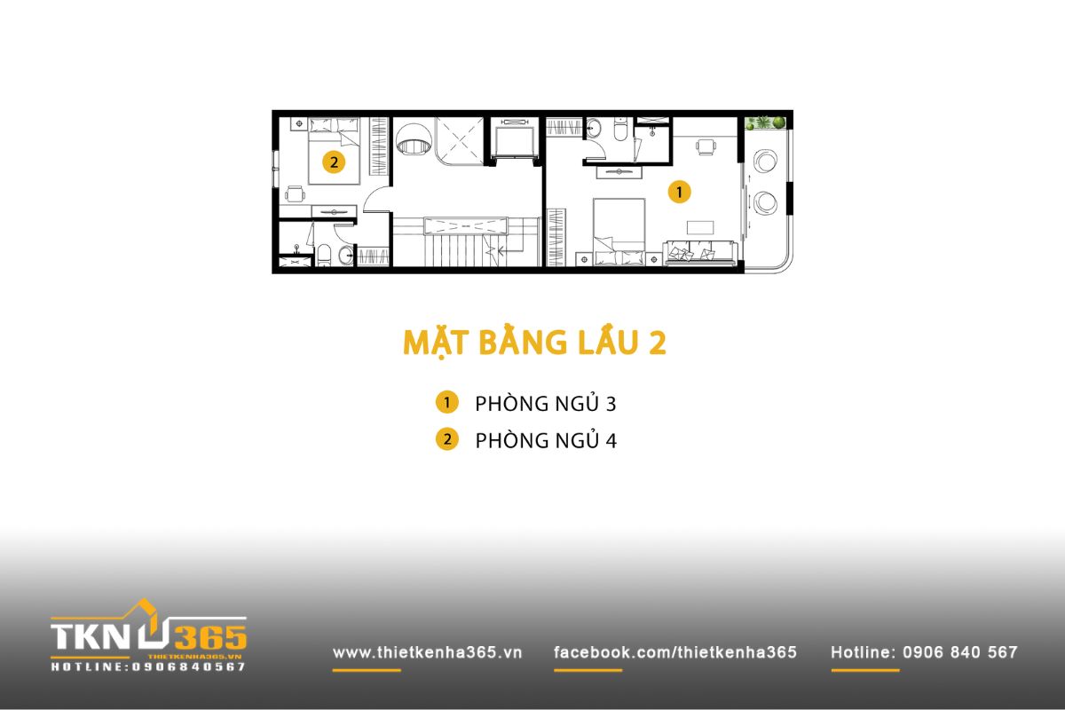 Mặt bằng lầu 2 duy trì cấu trúc tương tự lầu 1, tối ưu giao thông và linh hoạt trong sử dụng lâu dài