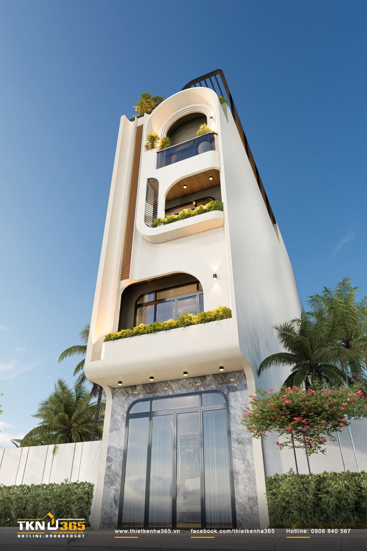 Các đường cong liên tục giúp nhà phố 5 tầng U’S House trở nên uyển chuyển và giàu tính nhận diện trong không gian phố