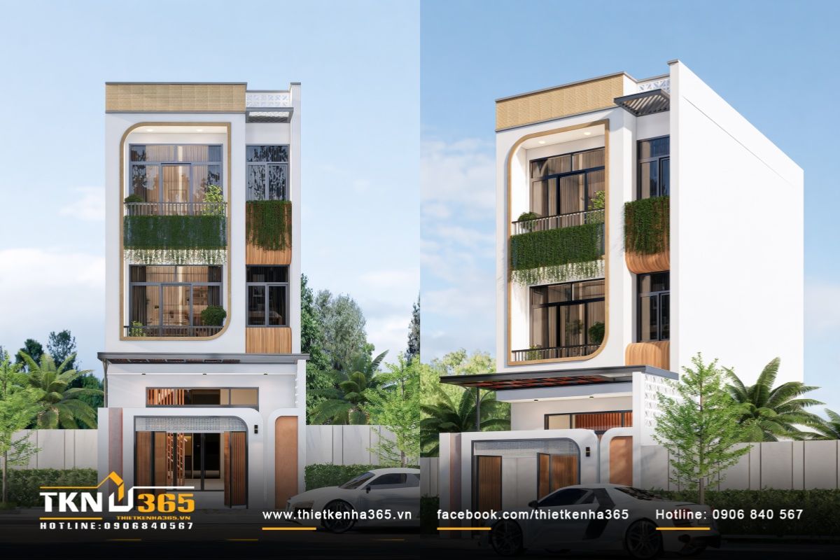 Nhà phố mái bằng sử dụng các loại vật liệu chống nóng để giảm bức xạ nhiệt, cải thiện vi khí hậu trong nhà