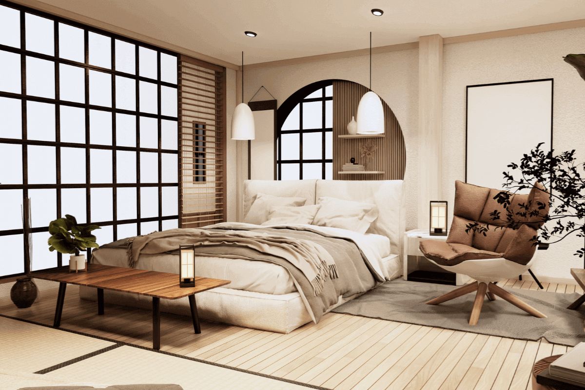 Phong cách wabi sabi khai thác tối đa ánh sáng tự nhiên qua hệ cửa kính và giếng trời (Ảnh: Sưu tầm)