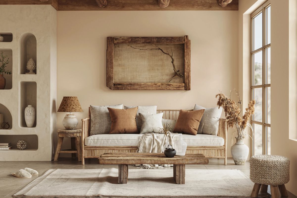 Phong cách wabi sabi tập trung vào thiết kế mộc mạc với các loại vật liệu tự nhiên