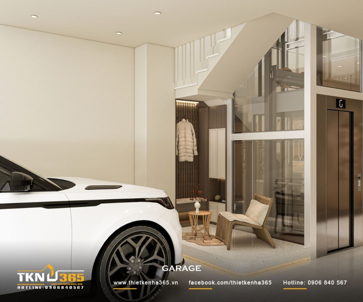 Nhà phố 5x20m có thang máy cần cân nhắc vị trí kỹ lưỡng để đảm bảo di chuyển mạch lạc