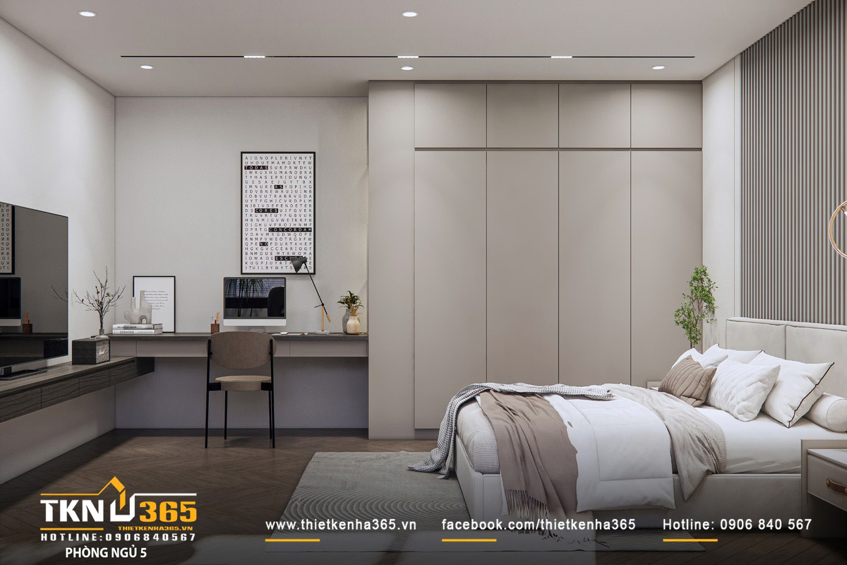 Tổng thể các phòng ngủ phụ duy trì sự đồng bộ về ngôn ngữ thiết kế, đảm bảo tính tiện nghi và riêng tư