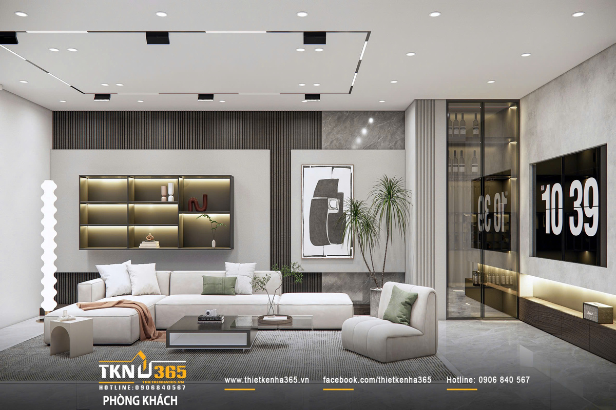 Thiết kế nội thất biệt thự phố 2 tầng H’S House : Không gian sống cân bằng giữa tiện nghi và vi khí hậu 14 Bảng màu be - xám - nâu gỗ kết hợp đá và kính mang đến một nền nội thất trung tính, hiện đại nhưng vẫn giữ được độ ấm cần thiết